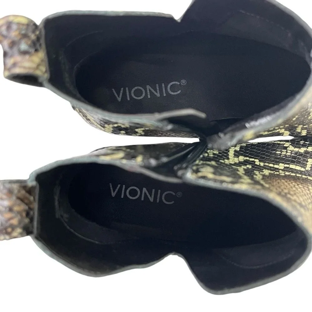 Vionic Clara Boa Snakeskin Ankle Boots Sz 7 Retro Y2K Minimallist Chic Y2K Boots